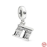 Sterling Silver Charm Bead Bracelet Dangle Castle Pendant Gift