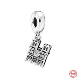 Sterling Silver Charm Bead Bracelet Dangle Castle Pendant Gift