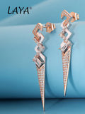 925 Silver Green Crystal Enamel Earrings Women Punk Party Jewelry