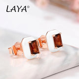 925 Silver Crystal Enamel Stud Earrings Women's Party Jewelry