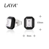 925 Silver Crystal Enamel Stud Earrings Women's Party Jewelry