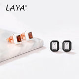 925 Silver Crystal Enamel Stud Earrings Women's Party Jewelry