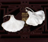 925 Sterling Silver Earrings S925 Drawing Process Female Fan Shape Gift