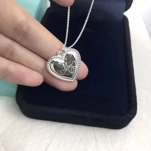 925Tf Sterling Silver Heart-Shaped Customizable Logo Necklace