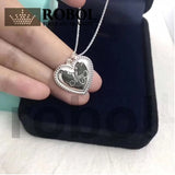 925Tf Sterling Silver Heart-Shaped Customizable Logo Necklace