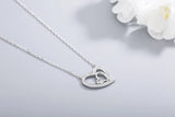 925s Silver Double Love Diamond Pendant Necklace