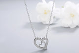 925s Silver Double Love Diamond Pendant Necklace