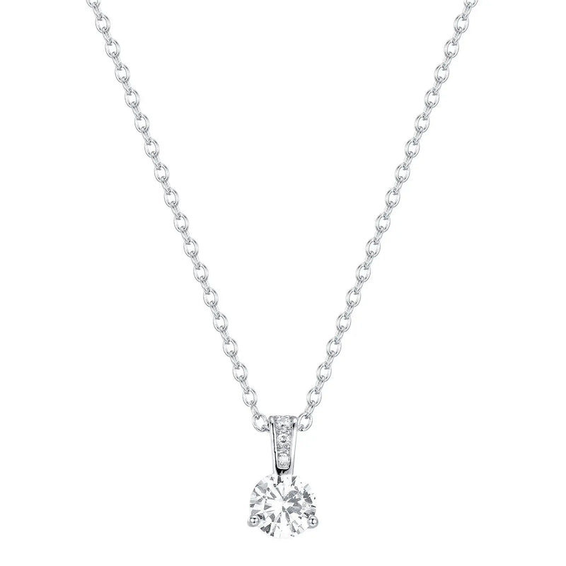 925s Silver Water Drop Diamond Pendant Necklace