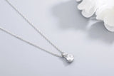 925s Silver Water Drop Diamond Pendant Necklace