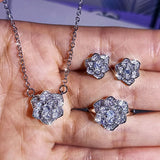 925 Sterling Silver Flower Zircon Jewelry Set for Women