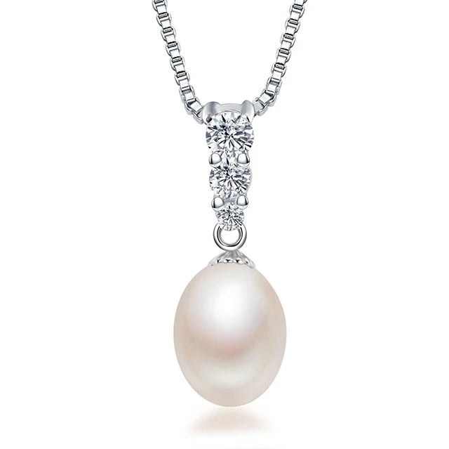 925 Sterling Silver Freshwater Pearl Pendant Necklace for Women