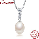 925 Sterling Silver Freshwater Pearl Pendant Necklace for Women