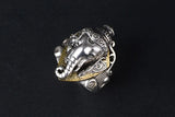 925 Sterling Silver Elephant Head God Men's Wide-Faced Ring