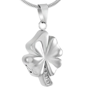 Four Leaf Clover Cremation Necklace - Engravable Keepsake Pendant
