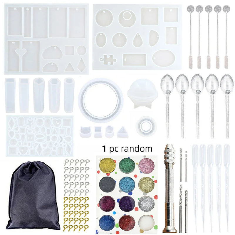 94 Pcs Silicone Casting Resin Molds And Tools Set Glitter Sequins
