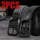 Unisex Braided Elastic Belt with Alloy Buckle