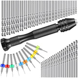 95-Piece Hand Drill Bits Set: Pin Vise Hand Drill & 74 Mini Twist Drill Bits