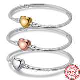 Sterling Silver Heart T-buckle Bracelet for Women