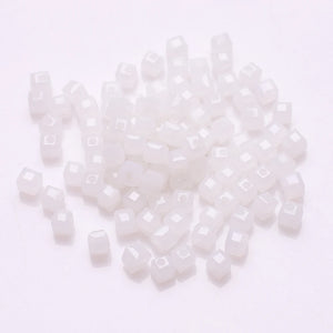 95Pcs 6mm Square Faceted Crystal Cube Glass Beads DIY Jewelry Making