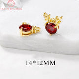 4PCS 14x12MM Zircon Deer Charm Pendants Gold Brass DIY Jewelry Findings