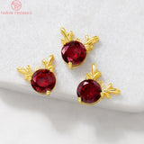 4PCS 14x12MM Zircon Deer Charm Pendants Gold Brass DIY Jewelry Findings