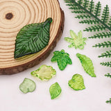 96Pcs Mixed Green Leaves Plastic Charms Beads Jewelry Making DIY