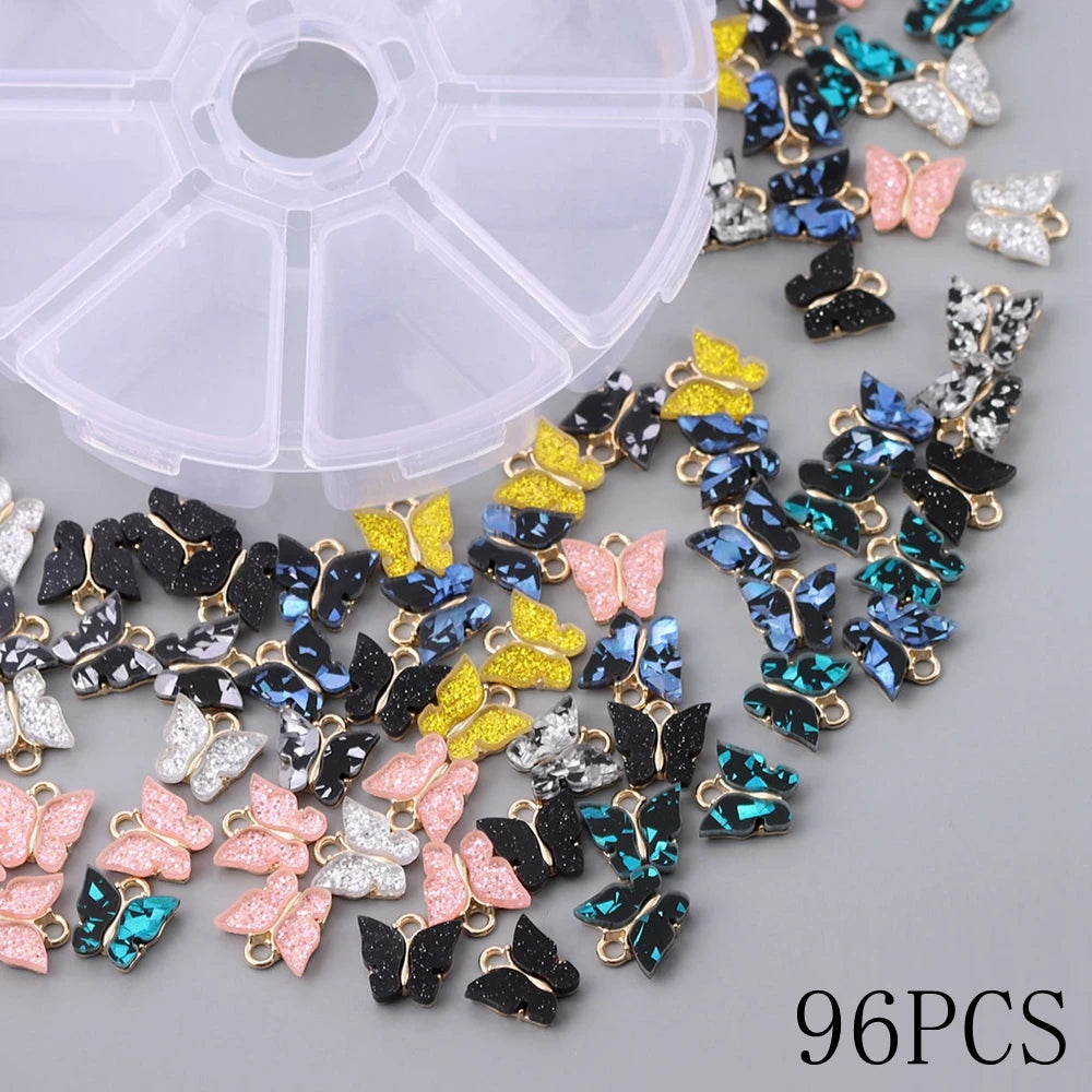 96Pcs Acrylic Butterfly Charms Colorful Jewelry DIY Earrings Bracelets