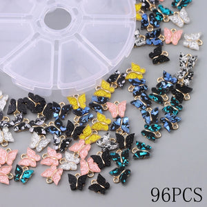96Pcs Acrylic Butterfly Charms Colorful Jewelry DIY Earrings Bracelets