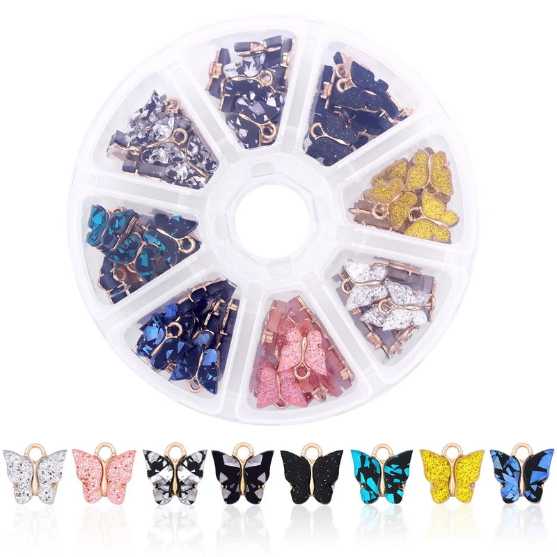 96Pcs Acrylic Butterfly Charms Colorful Jewelry DIY Earrings Bracelets