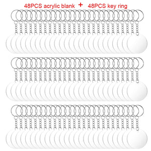 96pcs Acrylic Keychain Blanks DIY Kit with Key Chain Rings