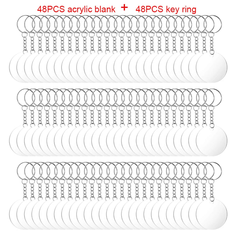96pcs Acrylic Keychain Blanks DIY Kit with Key Chain Rings
