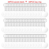 96pcs Acrylic Keychain Blanks DIY Kit with Key Chain Rings