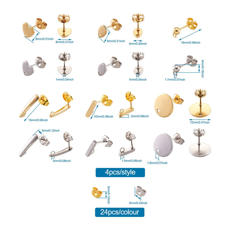 304 Stainless Steel Earring Findings Mixed Shapes for Jewelry Making
