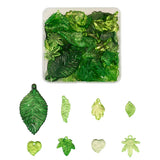 96pcs Green Leaves Plastic Pendants Spacer Charms Beads Jewelry Making Diy
