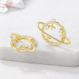 2PCS 25x18MM Hole 1MM 24K Plated Brass Planet Star Charms Pendants