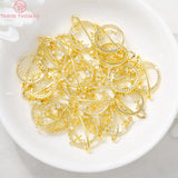 2PCS 25x18MM Hole 1MM 24K Plated Brass Planet Star Charms Pendants
