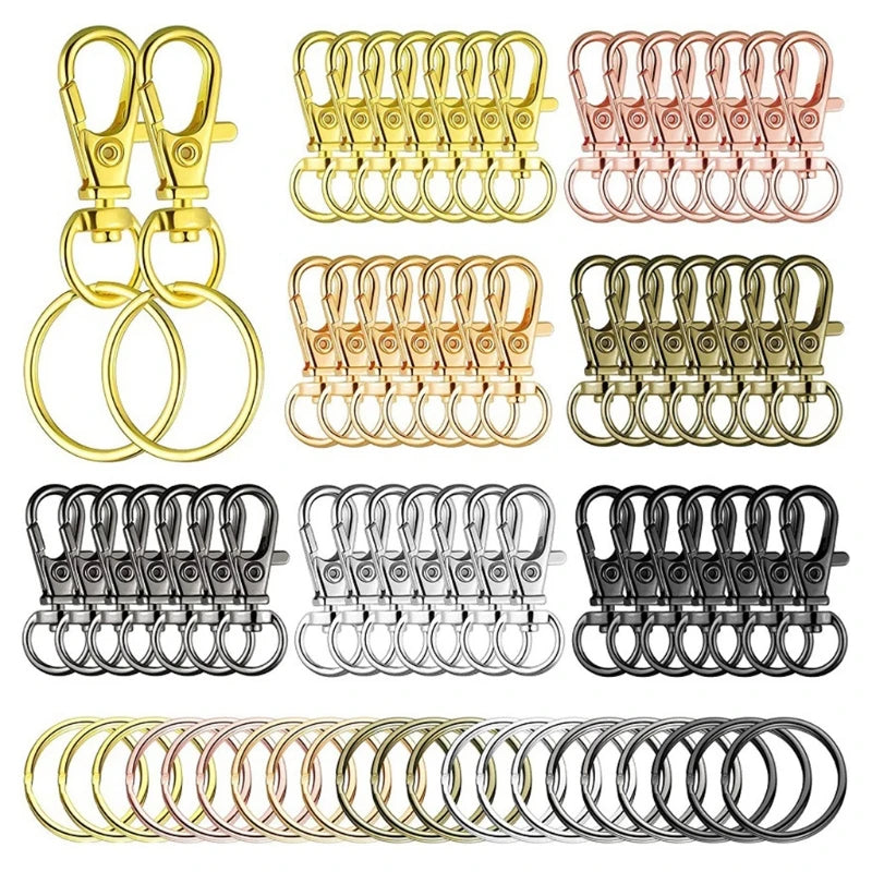 Metal Swivel Buckle Set with Lobster Claw Clasps and Key Rings