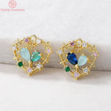 4PCS 14x15MM 24K Brass Heart Charms Pendants DIY Jewelry Accessories