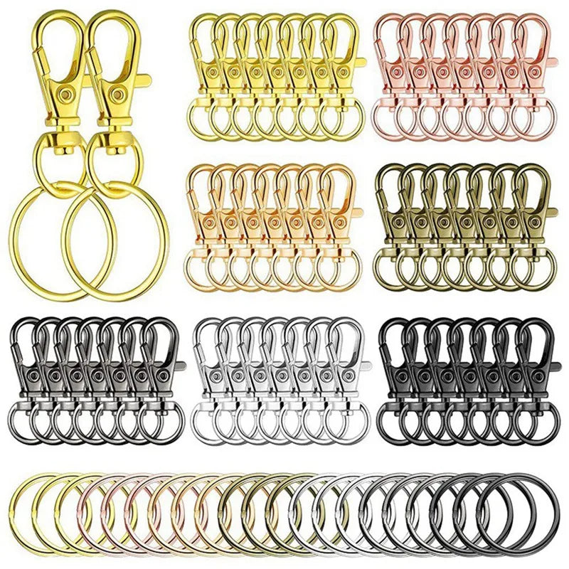 98 Swivel Clasps Bright Key Rings Lanyard Snap Hooks Metal Lobster Claw Hooks