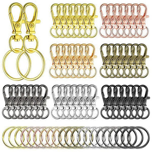 98Pcs Swivel Clasps Metal Key Rings Lobster Claw Hooks Bright for Crafting