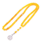 High-End 99-Beads Yellow Agate Men's Bracelet