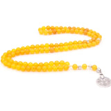 High-End 99-Beads Yellow Agate Men's Bracelet
