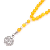 High-End 99-Beads Yellow Agate Men's Bracelet