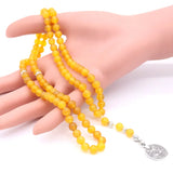 High-End 99-Beads Yellow Agate Men's Bracelet