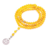 High-End 99-Beads Yellow Agate Men's Bracelet