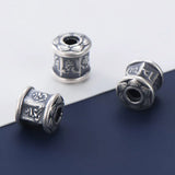 Vintage Distressed Silver Buddhism Mantras Barrel Beads