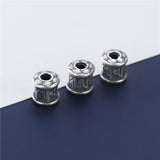 Vintage Distressed Silver Buddhism Mantras Barrel Beads
