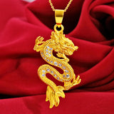 Diamond-studded Dragon Pendant Necklace for Women Men
