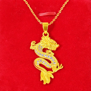 Diamond-studded Dragon Pendant Necklace for Women Men