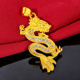 Diamond-studded Dragon Pendant Necklace for Women Men